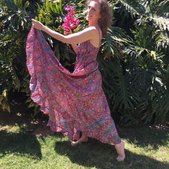 Imported Indian Silk Dress NEW one size fits all - Picture 2 of 5